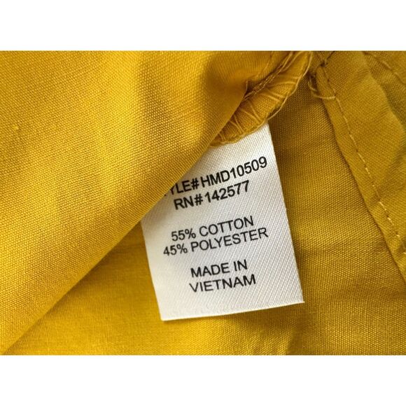 Haute Monde Yellow Corset Lace Up Button Down Mini Shirt Dress size Medium - Picture 8 of 8